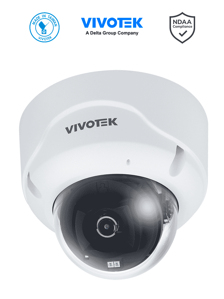 VIVOTEK FD9389-EHV-V3 - Cámara IP domo exterior 5 Megapixeles, IR 40mts, Real Sight Engine IA, WDR Pro, Micrófono Integrado, Lente fijo 2.8 mm, Protección IP66, IK10, NEMA4X, Ciberseguridad Trend Micro, IA Deep Search, IA Smart VCA, DI/DO, NDAA · SKU VIV0040037