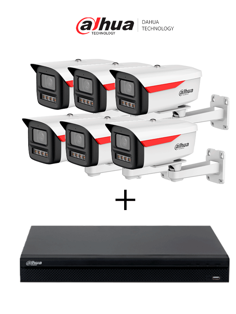 Paquete DAHUA DH-IPC-HFW2249MP-S-LED-0360B-B-PRO- 6 Cámara IP Bullet de 2MP/WizColor/WizSense + DAHUA NVR1108HS-8P-S3/H - NVR de 8 Megapixeles/ 4k/ 8 Canales IP/ 8 Puertos PoE