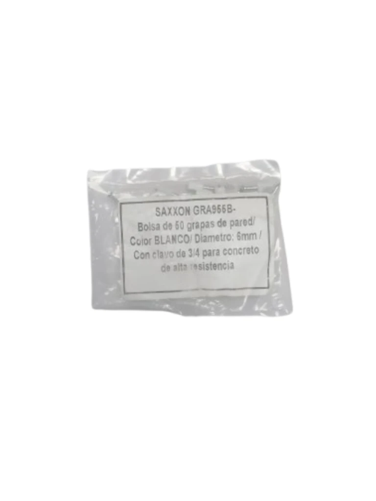 TCE LMG-NCC-5mm-W - Grapa de pared / Diámetro interno 5 mm / Altura 6 mm / Color blanco / Bolsa de 50 piezas