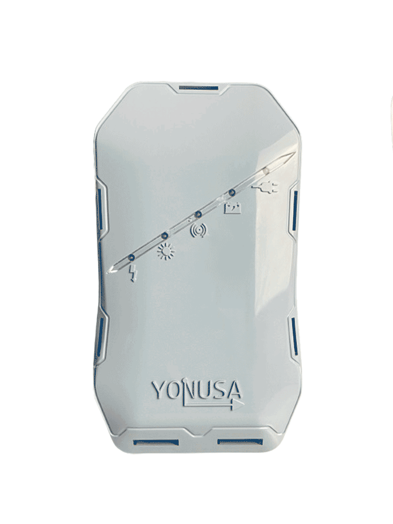 YONUSA EYHS1BAT Energizador de nueva generación para solución de cerco eléctrico. Cubre 500 metros lineales o 100 metros en 5 líneas  y batería de respaldo de 12VDC a 4.5 Ah