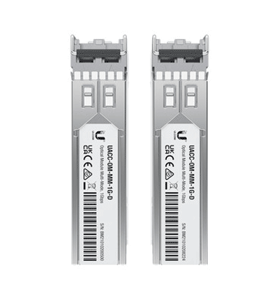 UBIQUITI UACC-OM-MM-1G-D-2 - Módulo UFiber SFP 1.25G con transceptor MiniGBIC multimodo de 1.25 Gbps, alcance de conexión de hasta 550m, conectores LC. Paquete de 2 piezas.