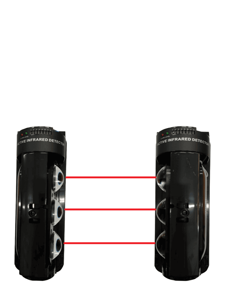 IHORN ABE100-  Detector por triple haz de luz (fotocelda) / Distancia hasta 100  Mts / Velocidad de respuesta 50mS / 12 VDC compatible con paneles IHORN / RISCO / DSC / BOSCH.
