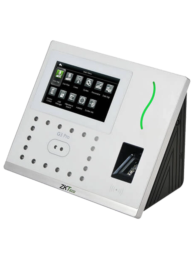 ZKTECO G3PRO -Control de Asistencia y Acceso con Autenticación Facial (12000 Rostros), Huella Digital BioID+ (20000), Tarjeta ID 125 KHz (20000), Verificación Palma (6000), Registro de 200,000 Eventos, Green Label y TCP/IP