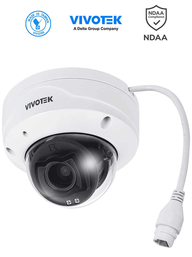 VIVOTEK FD9383-HTV - Cámara IP Domo exterior 5 MP, Lente Varifocal Remoto 2.8-12mm, Smart VCA, Deep Search, Smart IR 30 mts, WDR Pro, Visión SNV, Ciberseguridad Trend Micro, Micrófono Integrado, Protección IP66, IK10, ONVIF, NDAA · SKU VIV0040031