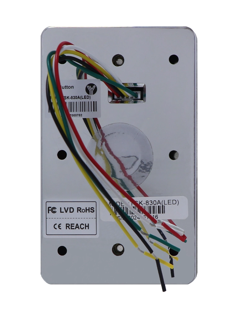 YLI TSK830A - Botón de Salida Táctil, Luz LED, Carcasa Plástica, Acabado Elegante, 12-24 VCC, Función NC/NO, Sin Caja de Instalación Requerida