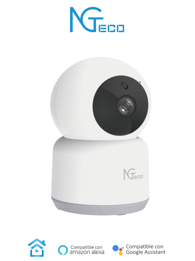 NGTECO NGC2401 - Cámara PT WiFi / 1080p / Lente 3.6mm / Visión panorámica e inclinación / Visión Nocturna / Almacenamiento Local y en la Nube / Control Remoto / Audio Bi-direccional / Funciona con Alexa — ZKTeco · SKU ZKT0110002
