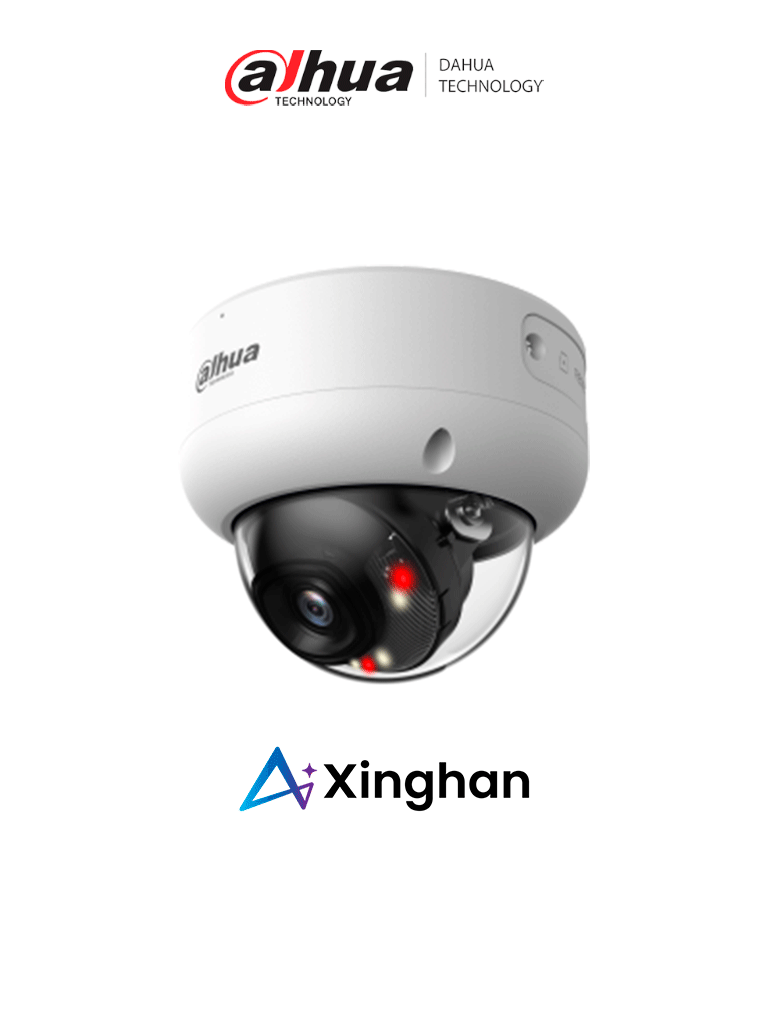 DAHUA DH-IPC-HDBW3249EP-AS-IL-0280B Cámara IP Domo Antivandálica de2MP/WizSense / Xinghan/SMD 4.0/IA SSA/ Iluminador dual inteligente/ AcuPick/ 2.8mm/ 100°/IR, luz cálida 40m/Micrófono incorporado/IP67/IK10/ E&S de Alarma y Audio/ Ranura MicroSD/ — Dahua Technology · SKU DHT0040165