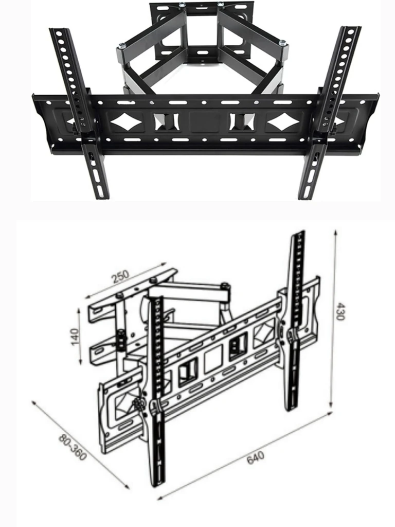 TCE LMEPB65EW - Soporte de Pared Articulado para Pantallas de 37 a 70", Carga máxima 40 kg , VESA 30x50mm / 600x400 mm , Ajuste de Inclinación