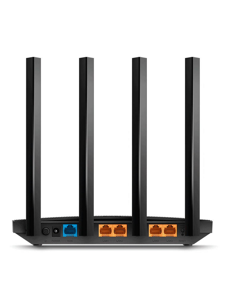TP-LINK Archer C6 - Ruteador WiFi AC 1200Mbps con 1 puerto WAN y 4 puertos LAN RJ45 Gigabit Ethernet, MU-MIMO, 4 antenas fijas, modos enrutador y punto de acceso, Beamforming.