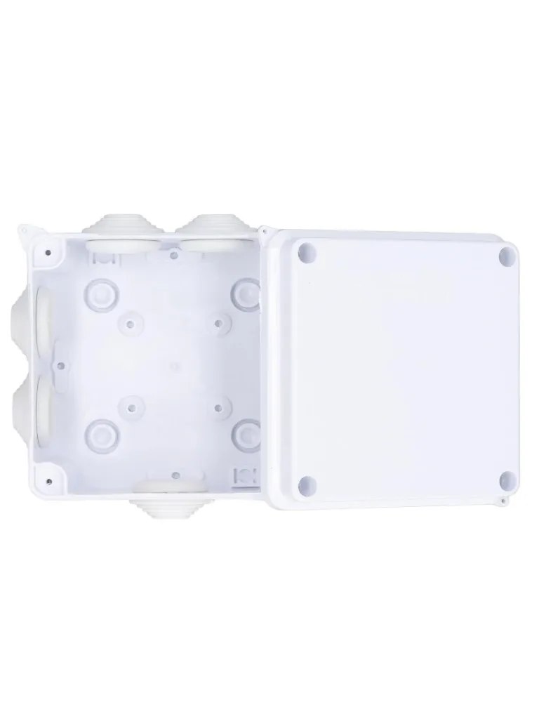 SAXXON PB100 - Caja de conexiones con 7 entradas / PVC libre de halógenos / Compatible con cámaras Bullet / Domo / Dimensiones 100 x 100 x 70 mm (Ancho x Alto x Fondo) / IP55