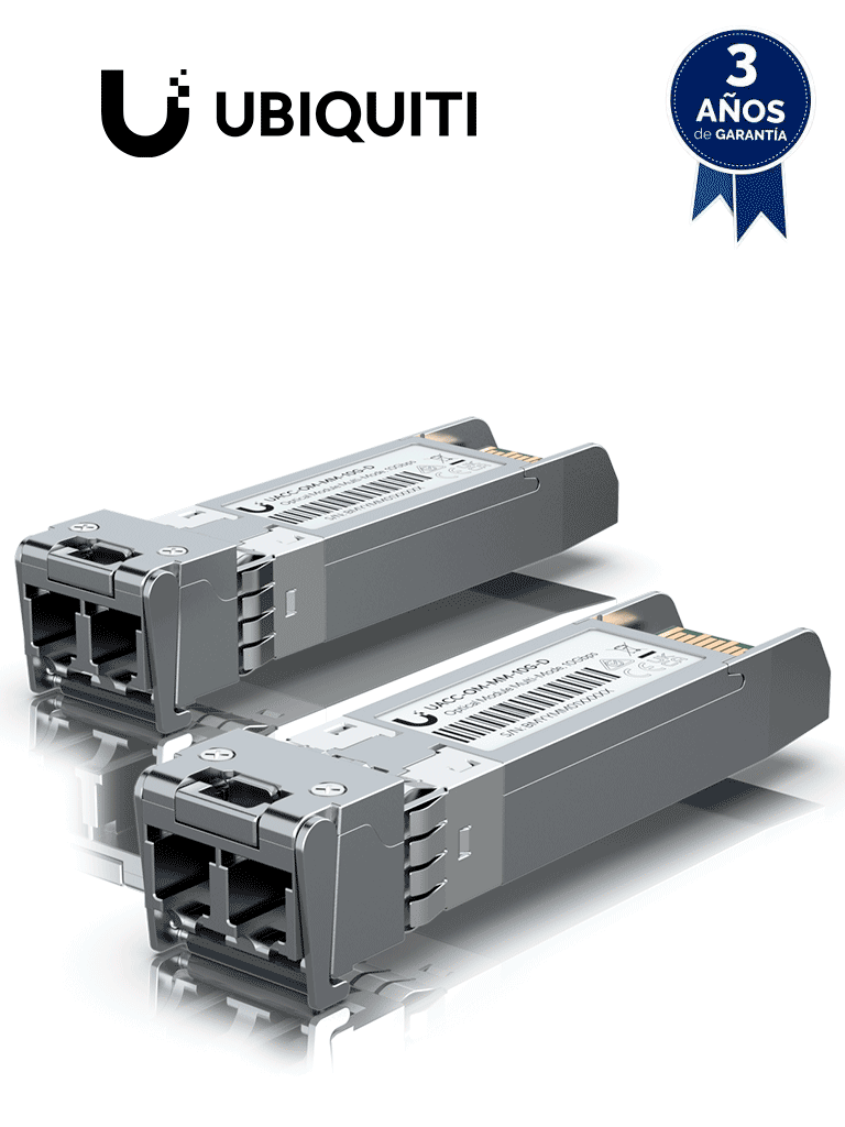 UBIQUITI UACC-OM-MM-10G-D-2 - Módulo UFiber SFP+ 10G con transceptor MiniGBIC multimodo de 10 Gbps, alcance de conexión de 300m, conectores LC. Paquete de 2 piezas. — UISP · SKU UBI1880004
