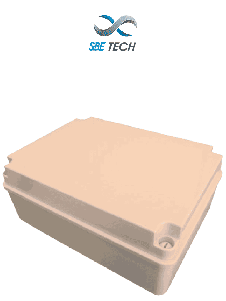SBE TECH OP380300120 - Caja plástica con tapa opaca de 38x30x12 cm multiusos, IP66, fabricada en material autoextinguible y resistente a la abrasión · SKU SBT1630015