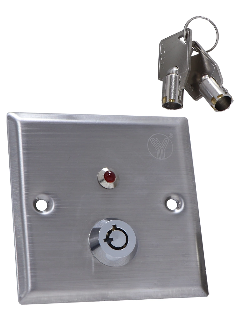 YLI YKS850LS - Botón Liberador de Llave, Indicador LED, Acero Inoxidable, Resistente a la Intemperie, Función NC/NO