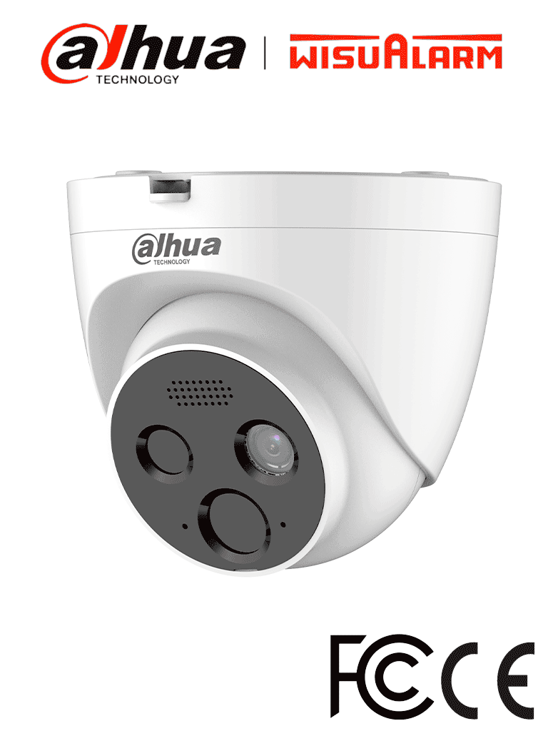 DAHUA WISUALARM HY-FT431LDP - Cámara IP Térmica para detección de fuego 4MP, Detector VOx alta sensibilidad, Detección incendio, Alarma de punto frio y caliente, E&S de Alarma, Micrófono, Bocina de 70dB, IP66