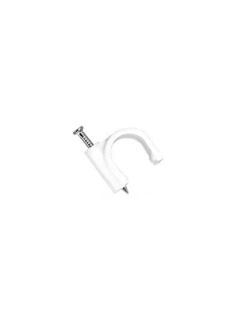 TCE LMG-NCC-7mm-W100 - Grapa de pared / Diámetro interno 7 mm / Altura 8.7 mm / Color blanco / Bolsa de 100 piezas
