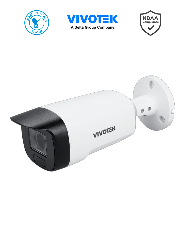VIVOTEK IB9399-EHV - Cámara IP Bullet Exterior 8 Megapixeles, 4K, 30 fps, Lente Fijo 4.2 mm, Smart IR III 40m, WDR Pro, Smart VCA, Deep Search, Smart Stream III, Visión SNV, Smart Motion, Micrófono Integrado, Protección IP67, IK10, Climas Extremos, ONVIF
