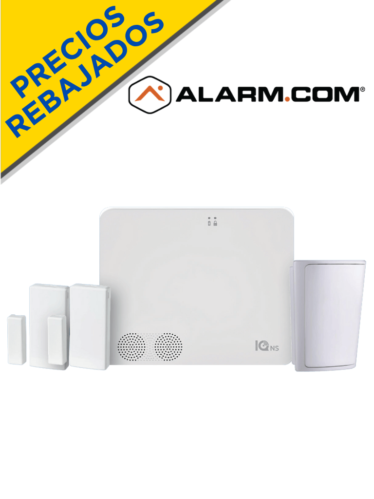 QOLSYS IQNS PACK - Paquete que contiene Sistema de Alarma IQ NS ALARM.COM autocontenido sin pantalla, Power G 915 Mhz  1 sensor PIR inalámbrico PGP9914 y 2 sensores magnéticos inalámbricos PG9303