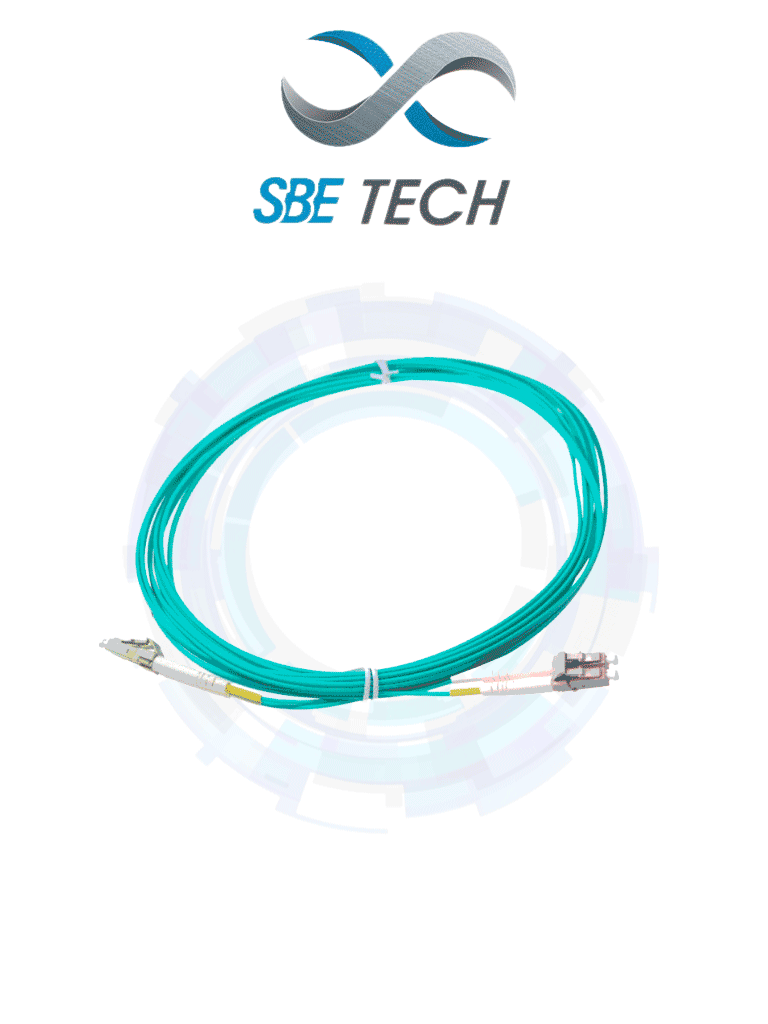 SBE TECH SBE-JUMLC-LC-2M50 - Jumper multimodo LC-LC / Tipo  50/125µm OM4 / Conector plastico / Tipo LC-LC duplex / 2 Fibras / Forro PVC con retardante a flama / Férula de cerámica de zirconia