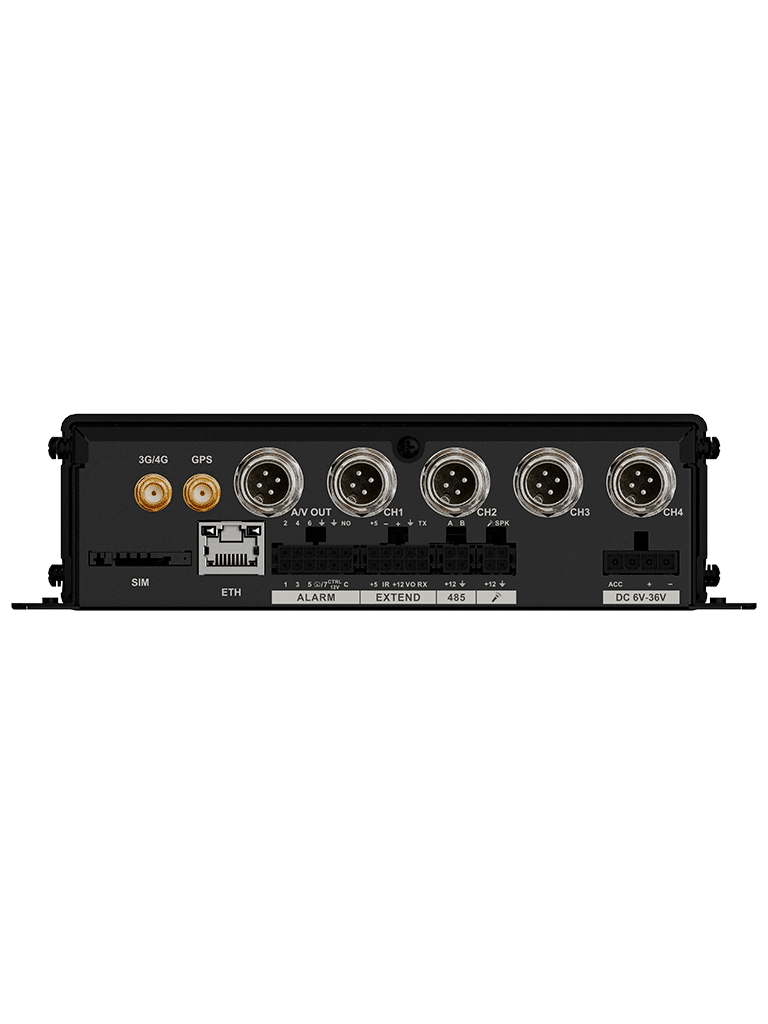DAHUA DHI-MXVR1004-GFI - DVR Móvil 4 Canales con Inteligencia Artificial 1080p, 4G, H.265, soporta 2 Tarjetas SD, DSM/ADAS/BSD, Comunicación 3G/4G. No incluye WiFi.