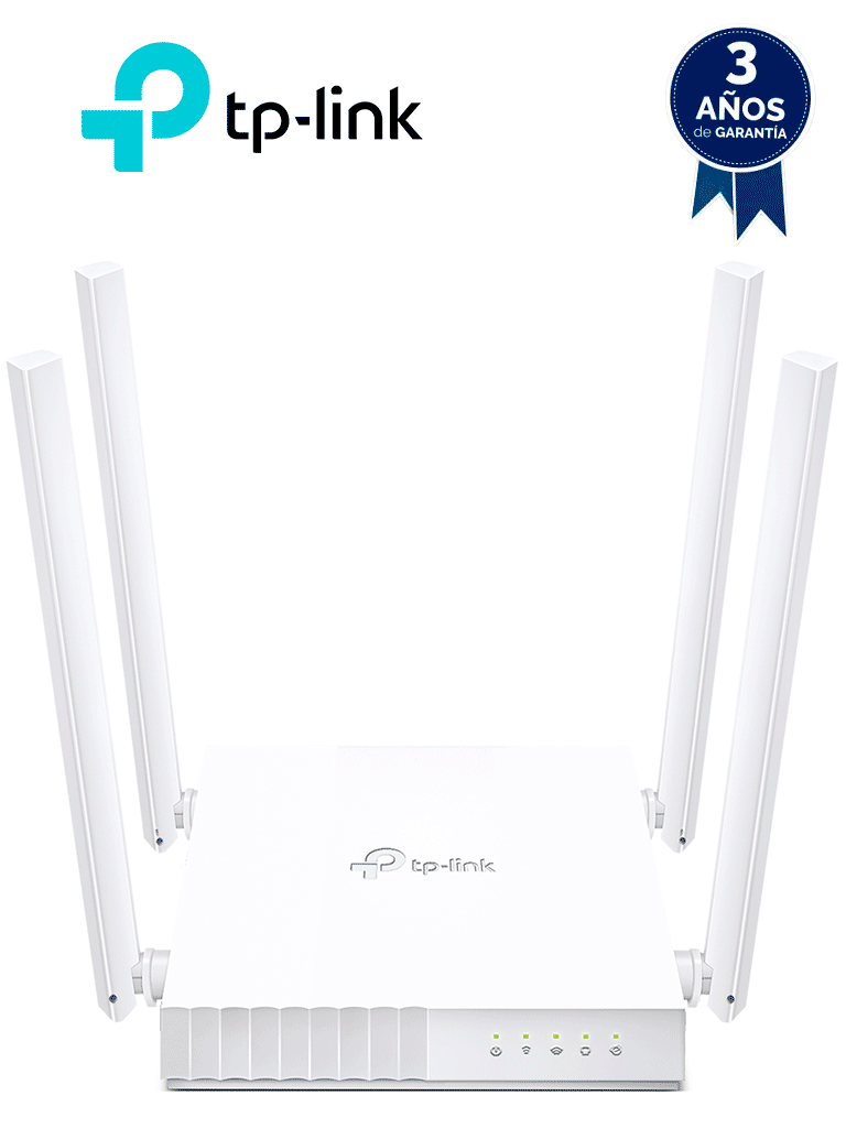 TP-LINK Archer C24 - Ruteador WiFi AC 750Mbps con 1 puerto WAN RJ45 Fast Ethernet, 4 puertos LAN RJ45 Fast Ethernet, 4 antenas fijas y modos de funcionamiento como enrutador, punto de acceso y extensor de red. — TP-Link · SKU TPL3660011