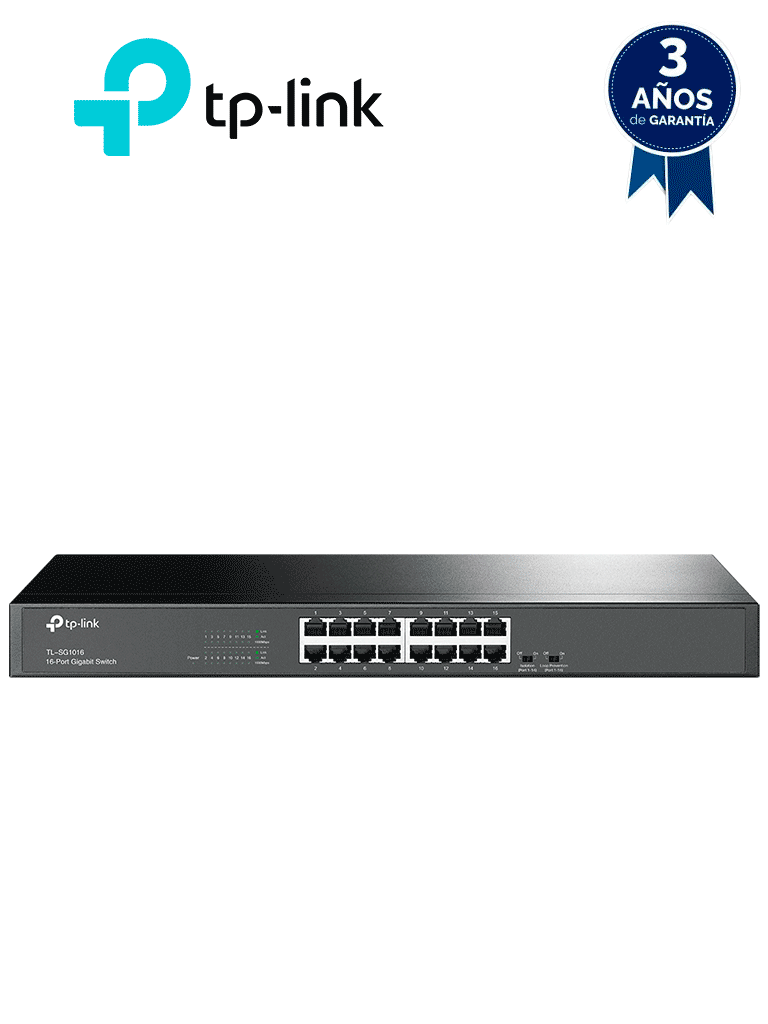 TP-LINK TL-SG1016 - Switch Gigabit no administrable de 16 puertos 10/100/1000 Mbps para rack — TP-Link · SKU TPL3700013