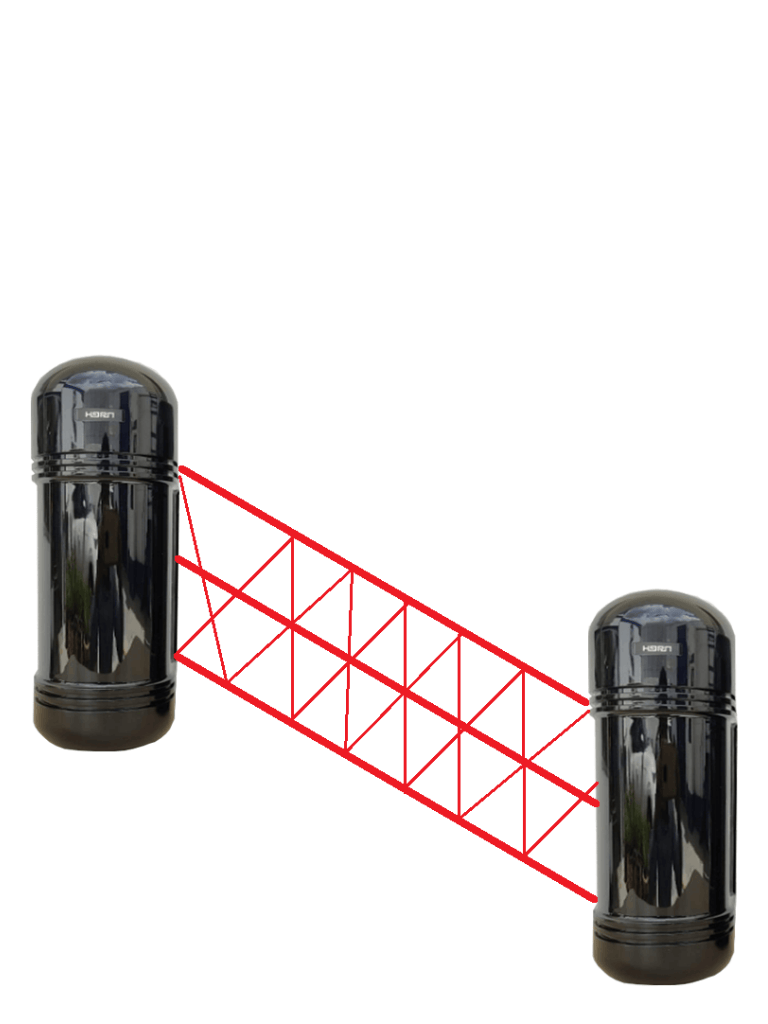 IHORN ABE100-  Detector por triple haz de luz (fotocelda) / Distancia hasta 100  Mts / Velocidad de respuesta 50mS / 12 VDC compatible con paneles IHORN / RISCO / DSC / BOSCH.