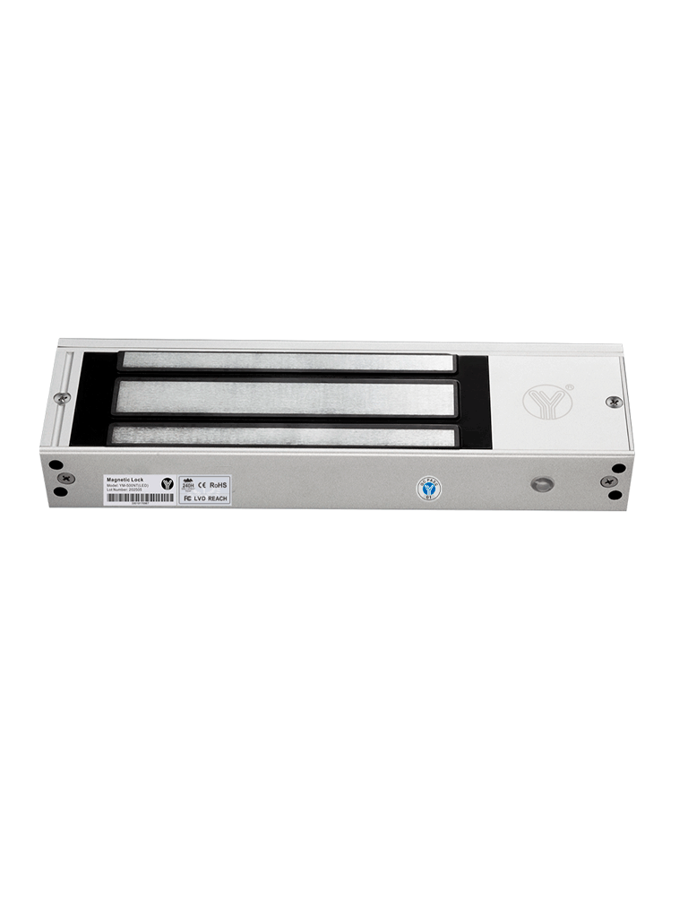 YLI YM750NTLED - Cerradura Magnética 750 kg o 1500 Lb de Fuerza de Sujeción / Indicador Led / Uso Interior / Retardo de tiempo / Voltaje Dual 12v/24 VDC / Compatible con Soporte MBK750ZL