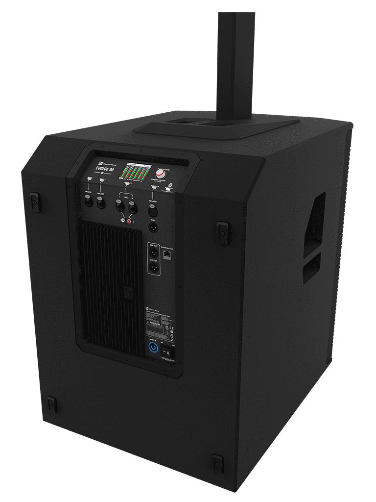 ElectroVoice M_EVOLVE90 - Sistema de Altavoz Portatil Amplificado / Bluetooth / Columna 8x4.7" / Subwoofer 18" / Negro