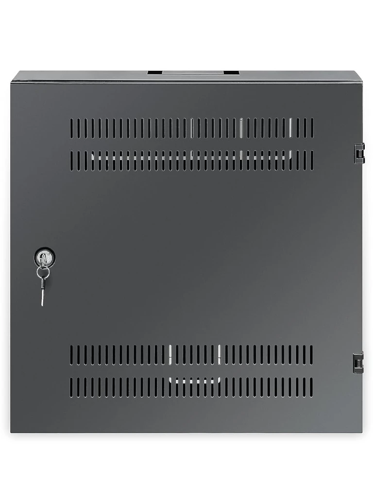 INTELLINET 713689 - Gabinete mural 19" de tamaño reducido / Caja delgada que ahorra espacio con sólo 17.0 cm de profundidad, 4U de rieles horizontales y 2U de rieles verticales / Negro
