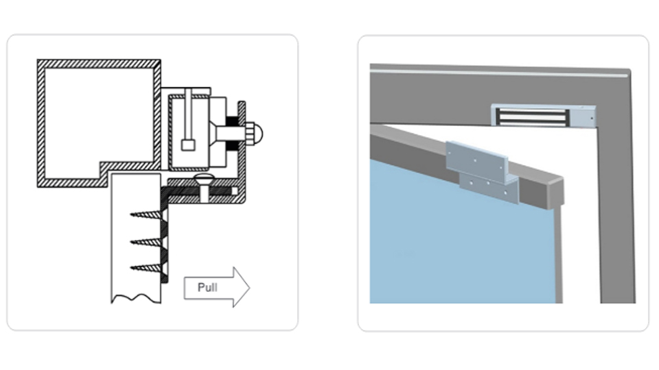 YLI MBK280NZL - Soporte de fijación ZL de aluminio para puerta con apertura interior / Compatible con cerradura magnética y YM280NLED