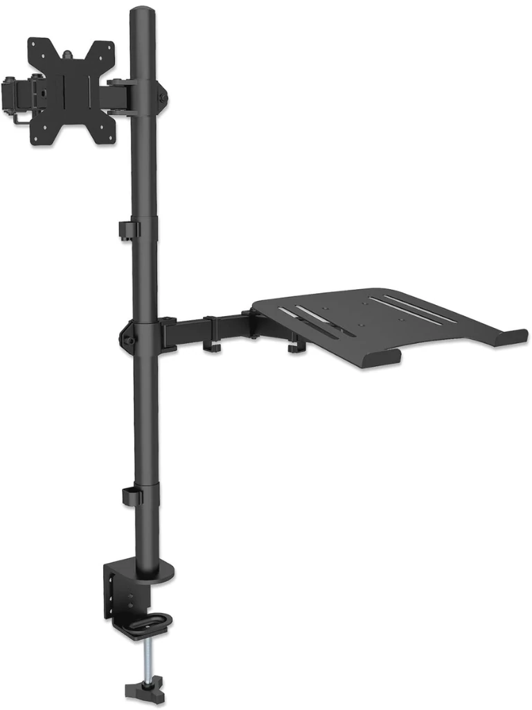 TCE LMG25NB - Soporte de Escritorio Combinado para Monitor de 13" a 32" y Laptop de 10 a 17" , Carga Máxima Monitor 8Kg ,  Ajuste de Inclinación y Rotación