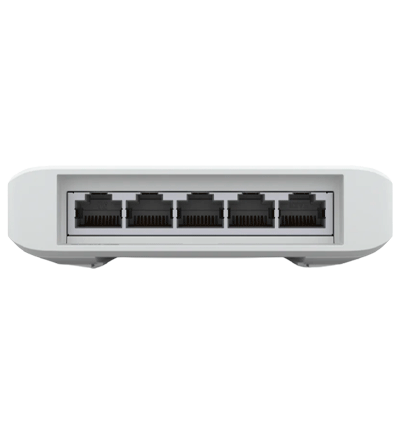 UBIQUITI USW-FLEX Switch UniFi para exterior IP55 de 5 puertos 10/100/1000, con 1 puerto PoE de entrada 802.3af/at/bt y 4 puertos PoE de salida 802.3af. Compatible con Inyector PoE-50-60W y UTP7201GE-PSE60. No incluye inyector PoE.