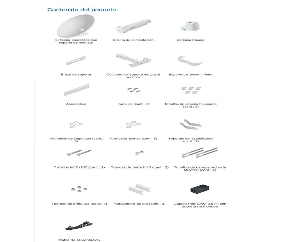 UBIQUITI POWERBEAM AC PBE-5AC-620 - Radio Airmax AC 5.8GHz para exteriores con antena integrada de 29 dBi, tecnología MIMO y rendimiento de hasta 450 Mbps.