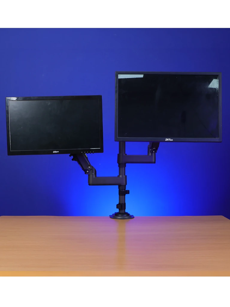 TCE H180  - Soporte de Escritorio Articulado para 2 monitores de 13 a 27" , Carga Máxima 9kg por brazo , VESA 75x75mm / 100x100mm , Ajuste de Inclinación y Rotación