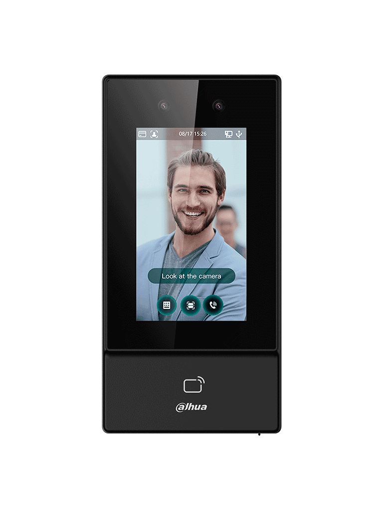DAHUA ASI6213S-D - Control de Acceso para Exterior con Reconocimiento Facial, pantalla táctil de 4.3", soporta 6000 usuarios, rostros y contraseñas, 10,000 tarjetas ID 125 KHz, 50 administradores, 300,000 registros. Comunicación TCP/IP, IP65.