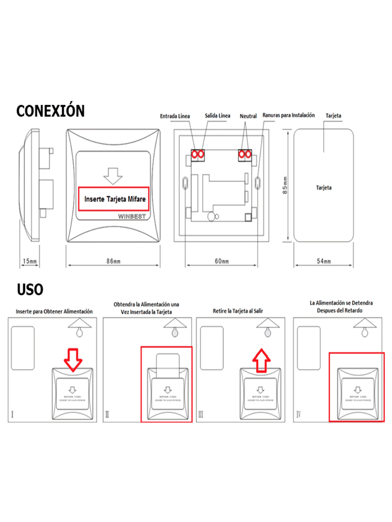 ZKTECO PSM - Modulo de Ahorro de Energía LED / Control de Energía para Habitaciones de Hotel