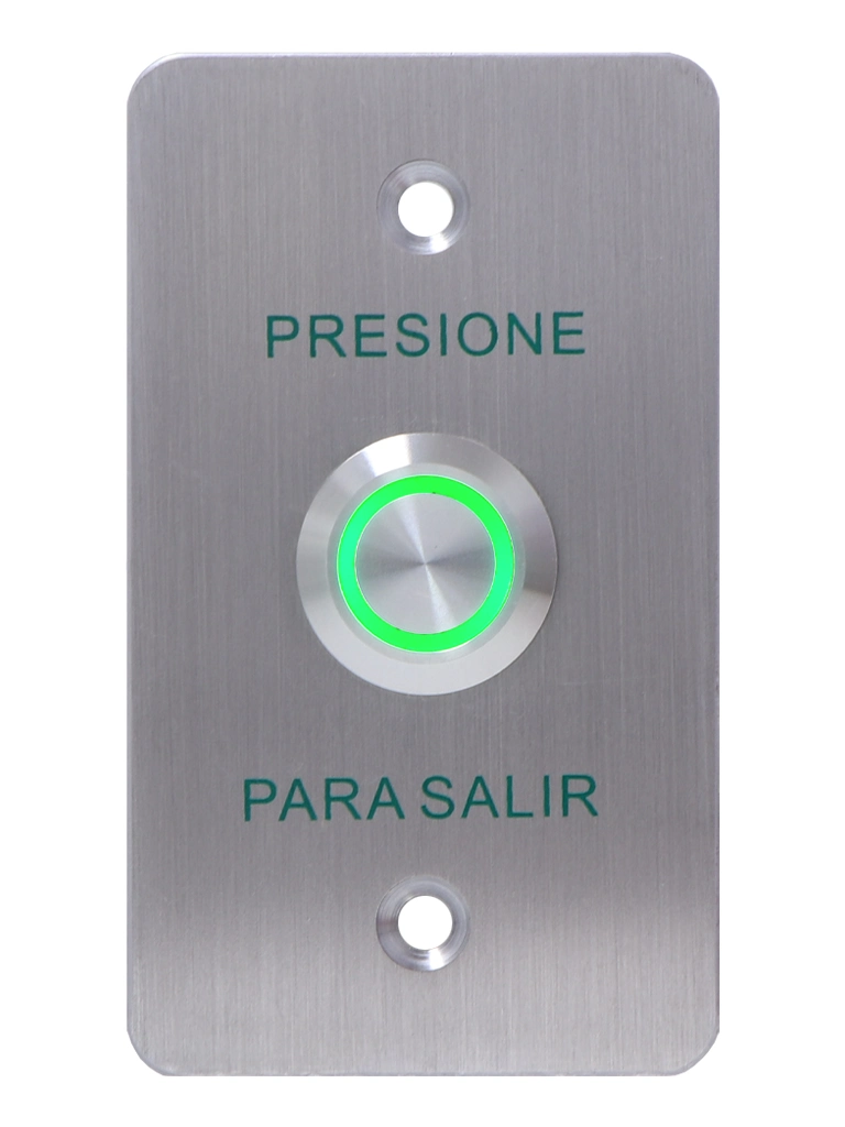 YLI YWP880BLED - Botón de Salida Mecánico, Indicador LED (Verde), Acero Inoxidable, 5-24 VCC, Función NO, Índice Protección IP68