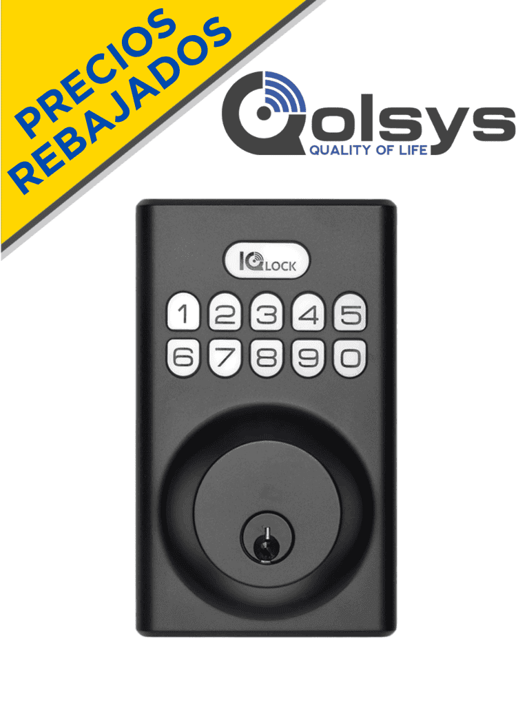 QOLSYS IQDLK-PGK-MB Cerradura con botón pulsador - Cerradura Inteligente PowerG, color negro mate ( Matted Black )