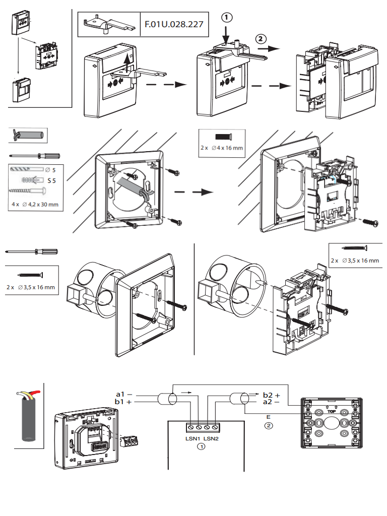 BOSCH F_FMC420RWGFRRD - Pulsador de alarma de incendio con opcion de REARME / Montaje empotrado / Color rojo