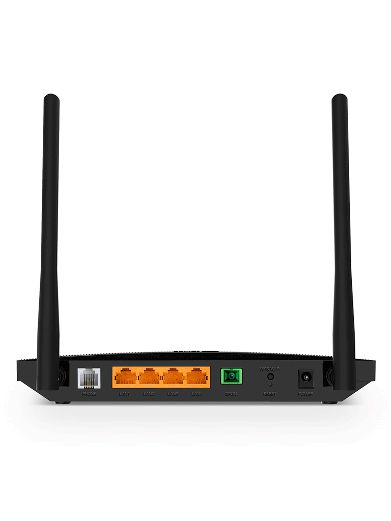 TP-LINK - XC220-G3v - GPON Router inalámbrico N de 300 Mbps con frecuencia de 2.4 GHz. Equipado con 1 puerto GPON SC-APC, 2 puertos LAN (1 Gigabit Ethernet, 1 Fast Ethernet) y 1 puerto POTS (FXS). Compatible con AgiNet Config y AgiNet ACS.