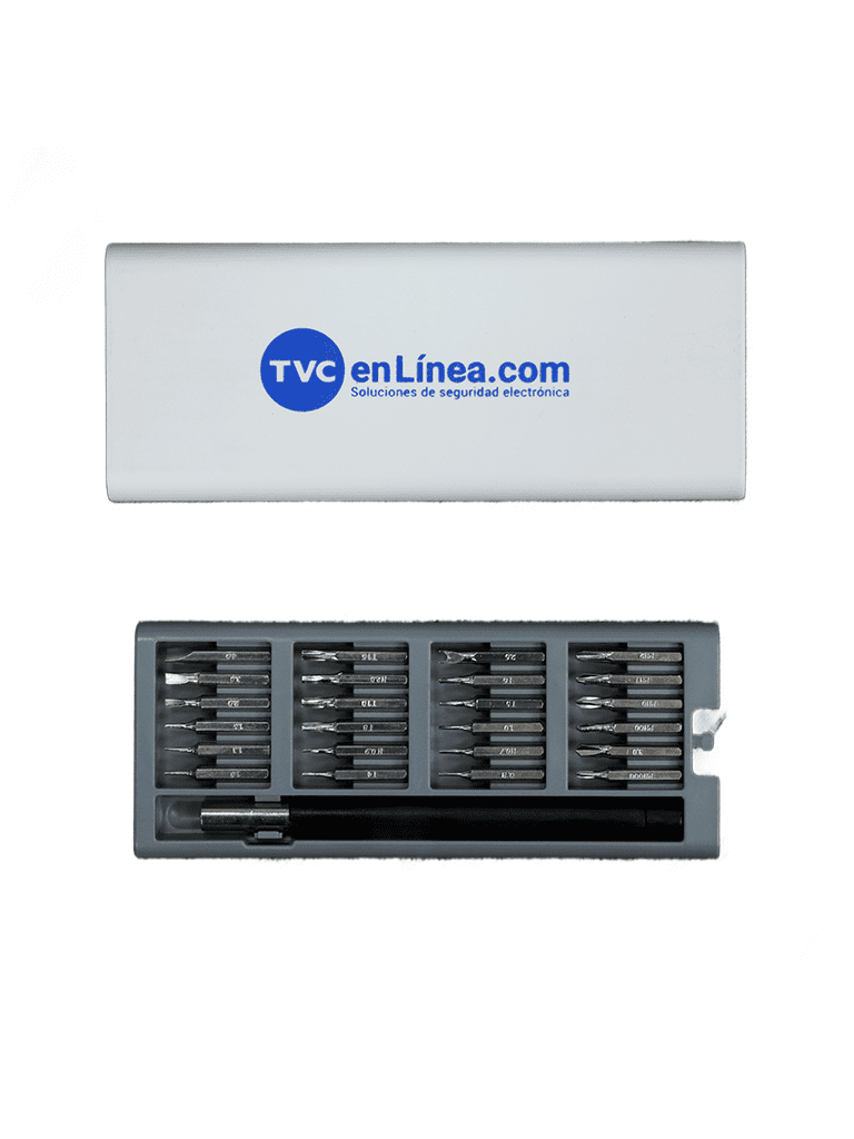 TVC YUMBE - Set de Desarmador con 24 Puntas Intercambiables/ Mango Adaptador/ Medidas 16.6 x 6.7 cm/