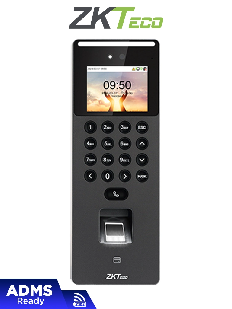 ZKTECO SenseFace2A - Control de Acceso y Asistencia para 1,500 Rostros / 3,000 Huellas / 3,000 tarjetas de 125KHz / TCP/IP y WiFi / 1 Relevador / Compatible con Software Gratuito ZKBio Zlink — ZKTeco · SKU ZKT0810088