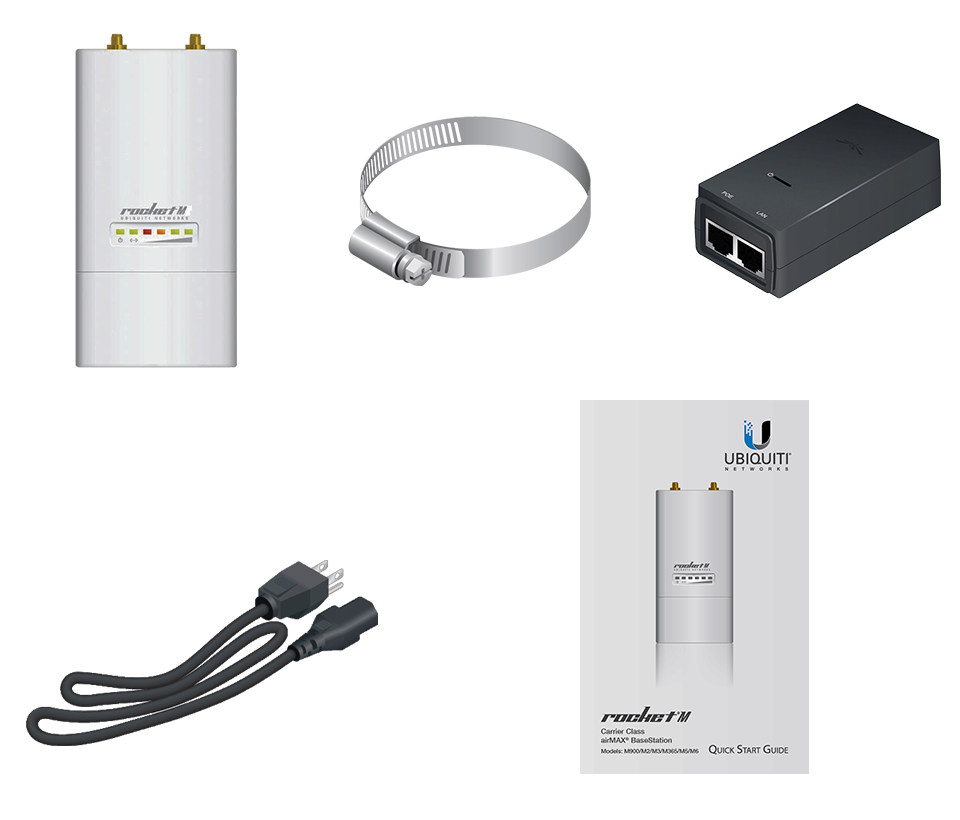 UBIQUITI ROCKETM2 - Radio Airmax 2.4GHz para exteriores con conectores RP-SMA, MIMO, potencia de 28 dBm y rendimiento de hasta 150 Mbps.