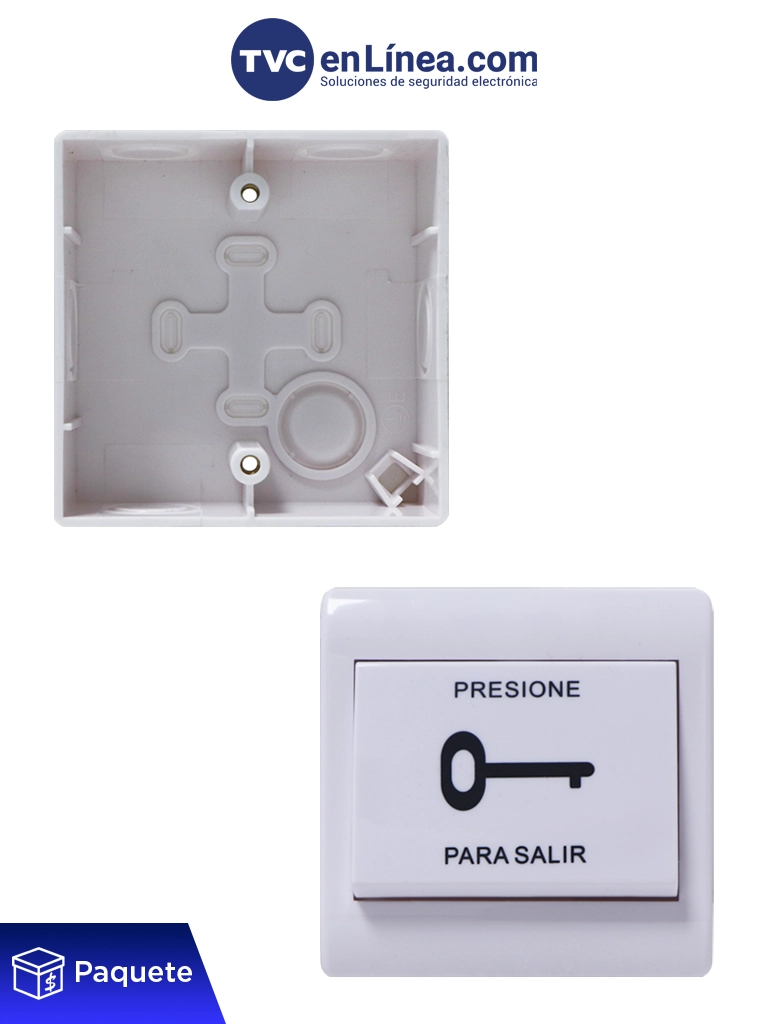 YLI PBK812PAK - Paquete con Botón de Salida Mecánico y Caja de Montaje Plástica para Instalación Segura — YLI ELECTRONIC · SKU YLI0760003