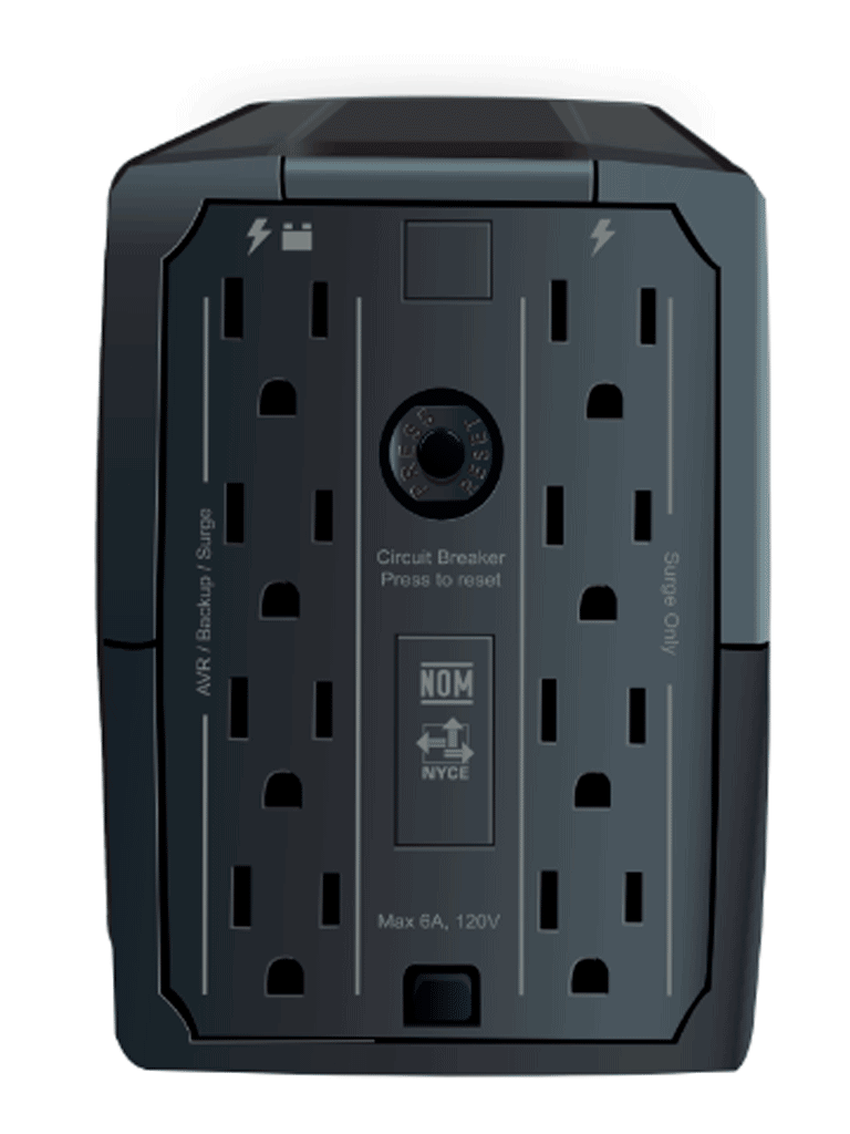 CDP R-UPR508 - UPS Interactivo de 500 VA y 250W, con 8 terminales de salida (4 con respaldo), auto reseteo, incluye batería de 12V 4.5AH, y es libre de mantenimiento.