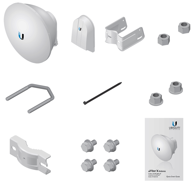 UBIQUITI AF-5G23-S45  - Antena direccional AirFiber X para radio conectorizado de 5.8 GHz con ganancia de 23 dBi, tecnología MIMO y compatible con AF5X y AF5XHD.