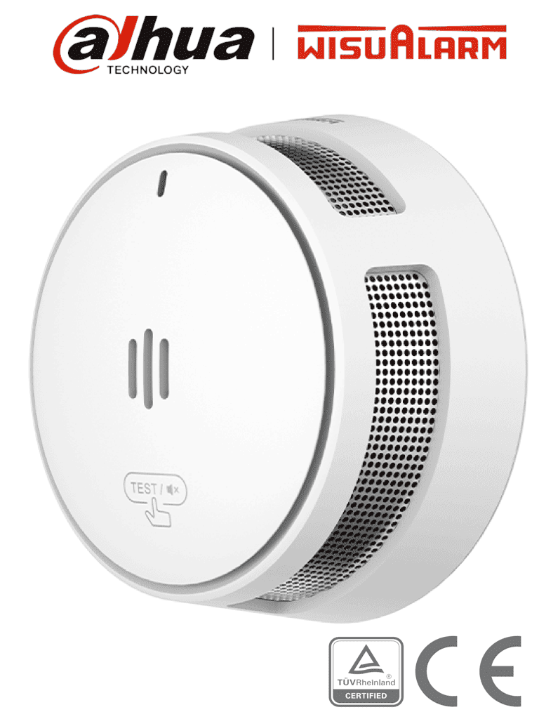 DAHUA WISUALARM DHI-HY-SA40A - Detector de Humo Standalone (Autonomo), Sensor Fotoeléctrico, Sonido de Alarma de 85dB, Batería Sellada de hasta 10 años, Alarma Visual y Audible, Certificaciones TÜV and CE,