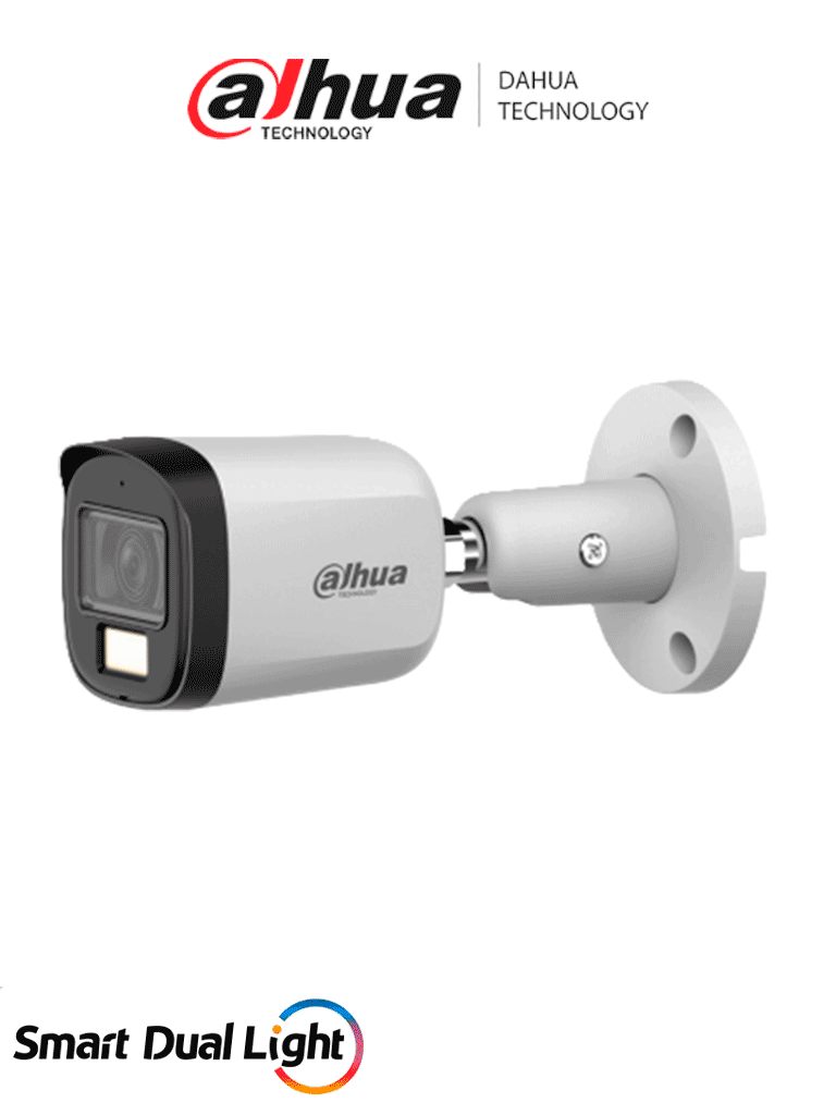 DAHUA DH-HAC-B2A51N-U-IL-A- Cámara Bullet 5 MP Serie Cooper/ Lente 2.8 mm Apertura Hasta 106°/ Iluminación Dual Inteligente/ Iluminación Hasta 30Mts IR + 20Mts Luz Calida/ Micrófono Incorporado/ Metal/ Para Exterior IP67 — Dahua Technology · SKU DHT0290109
