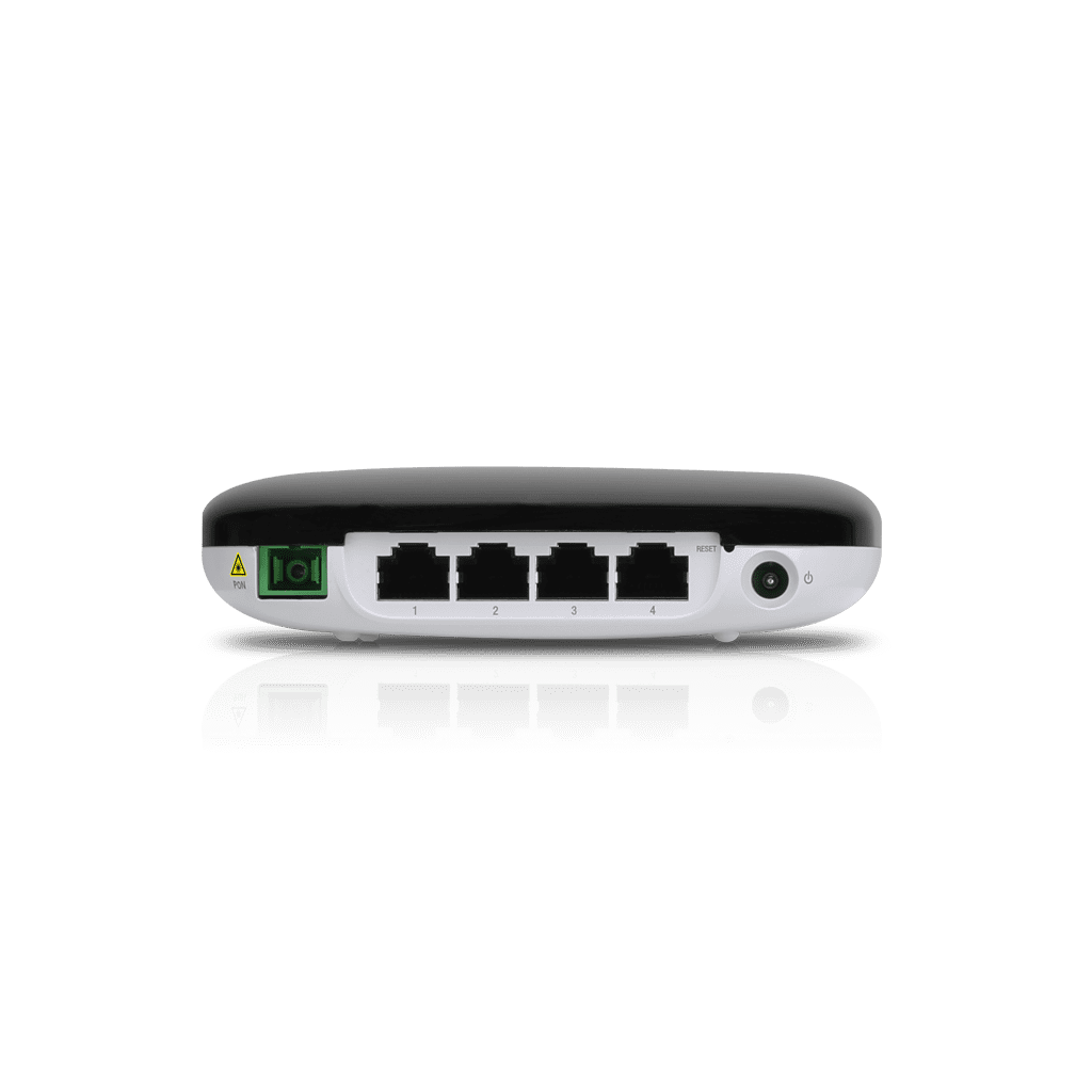 UBIQUITI UF-WIFI - UFiber WiFi 802.11n GPON ONU, Unidad de Red Óptica con 1 puerto WAN GPON (SC/APC) y 4 puertos LAN Gigabit Ethernet.