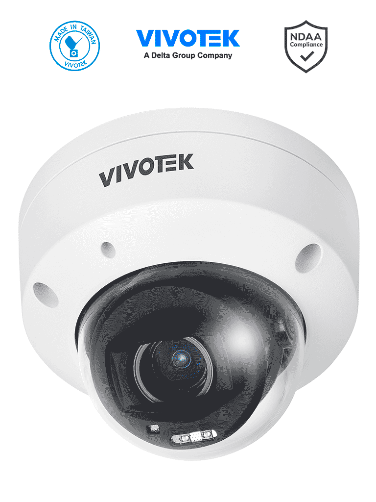 VIVOTEK FD9380-HTV-V2 - Cámara IP domo exterior 5 MP, lente varifocal remoto 2.7-13.5mm, Smart IR 30m, WDR Pro, Ciberseguridad Trend Micro, IA Smart search, Micrófono integrado, IP66/IK10, NDAA, ONVIF · SKU VIV0040042